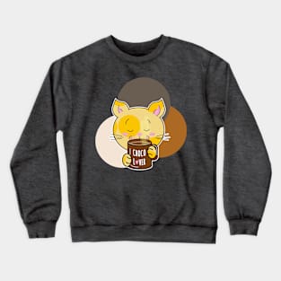 Yellow cat drinking chocolate lover Crewneck Sweatshirt